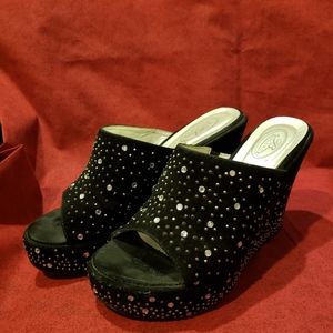 Black Velvet and Rhinestone Heels, size 8